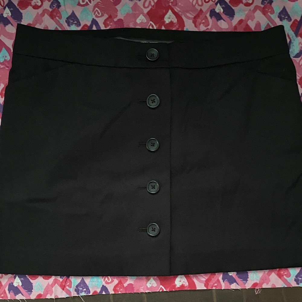 Express Black Button-Front Mini Skirt